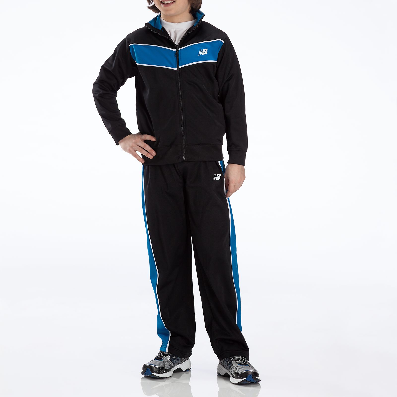 Youth Tricot Pant Set, Blue with Black