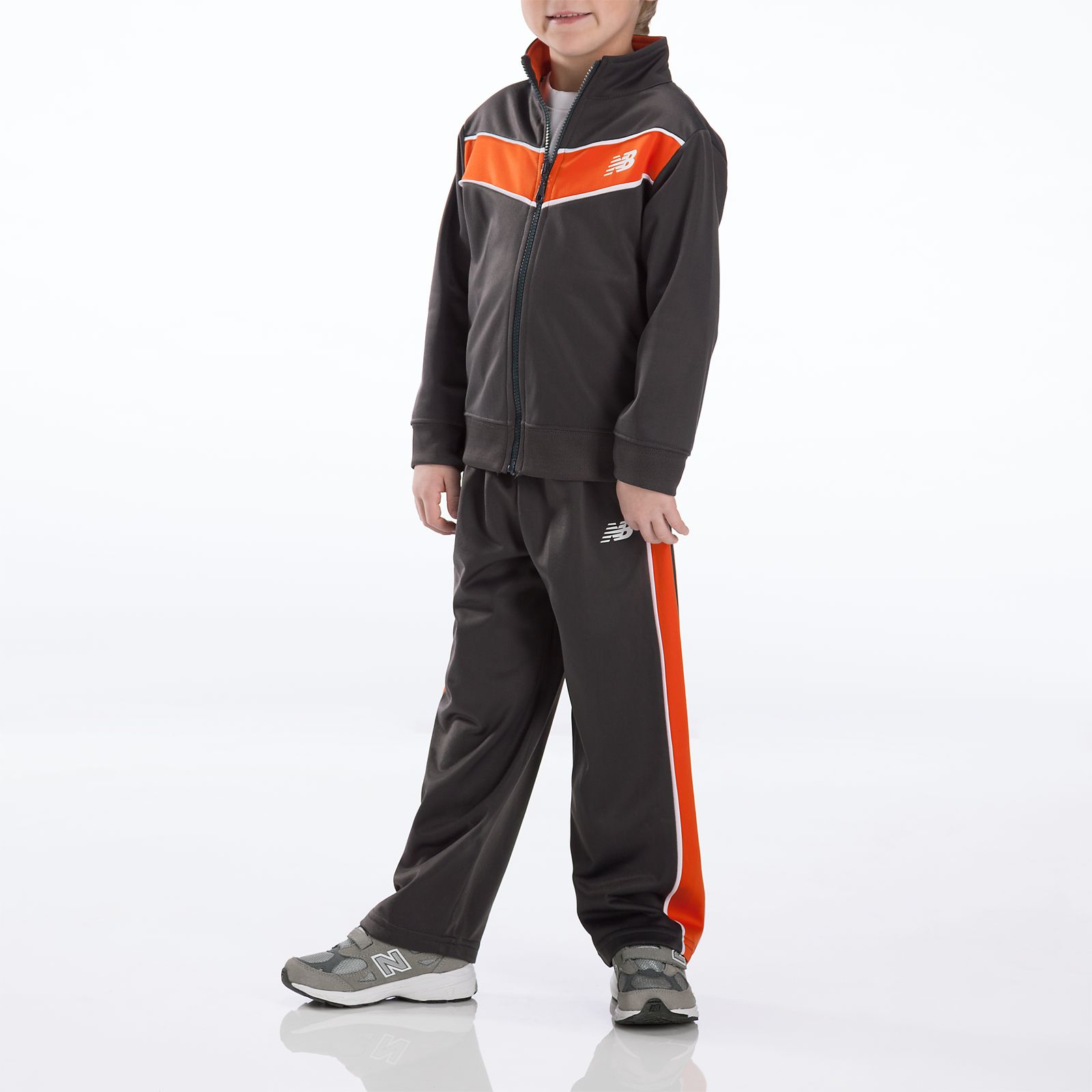 Youth Tricot Pant Set, Orange with Charcoal
