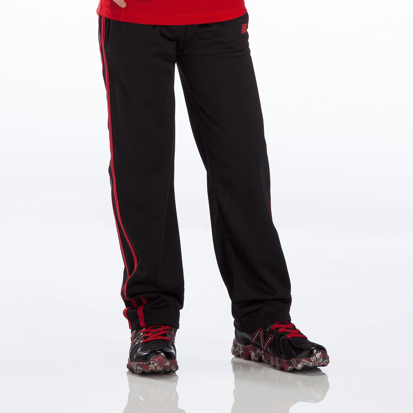 Youth Tricot Pant, Black with Red