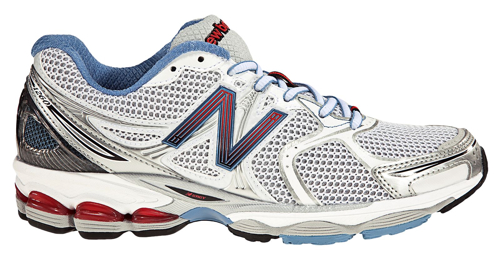 New Balance 1260, White with Carolina Blue & Red