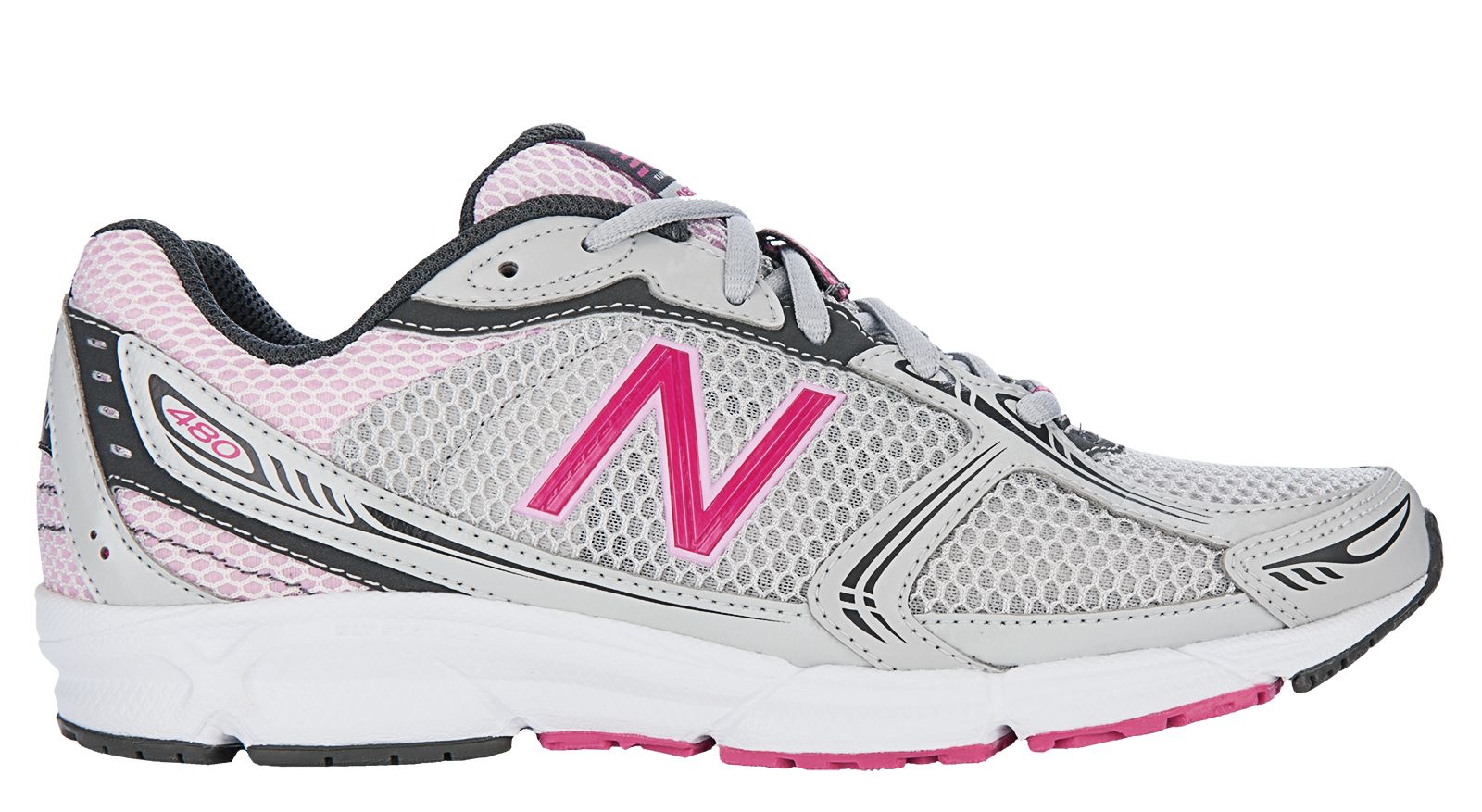 New Balance 480v3, White with Pink & Grey