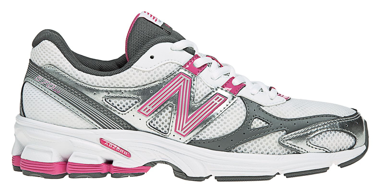 New Balance 570, White with Raspberry & Grey