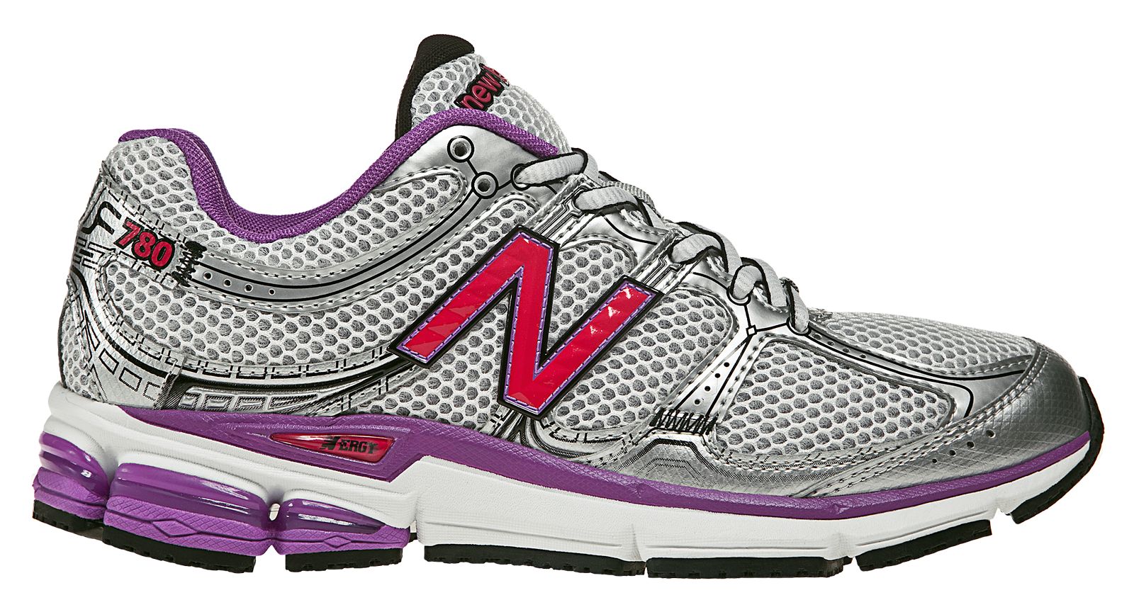 New Balance 780, Silver with Purple & Pink