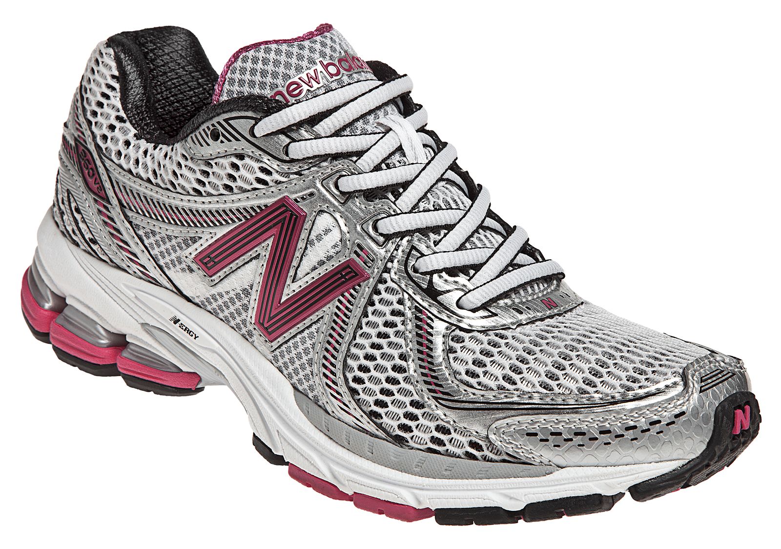 New Balance 860v2, White with Silver &amp; Pink