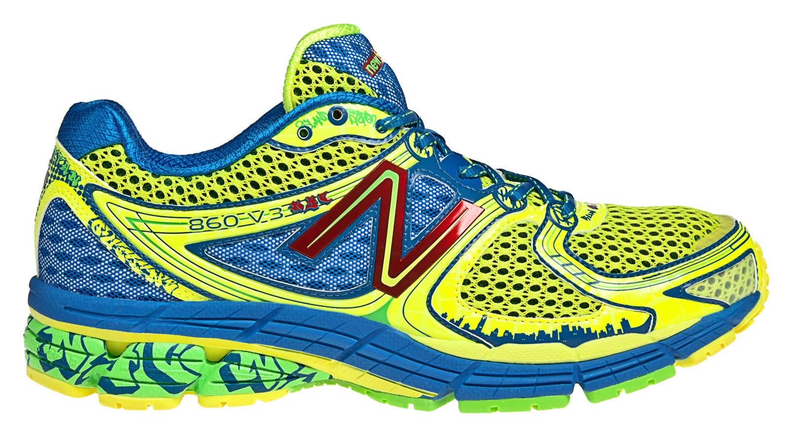 Womens Limited Edition NYC 860v3, Campanula with Neon Yellow & Lime