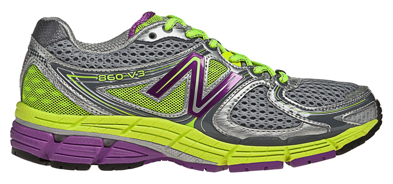 New Balance 860v3, Silver with Purple & Yellow