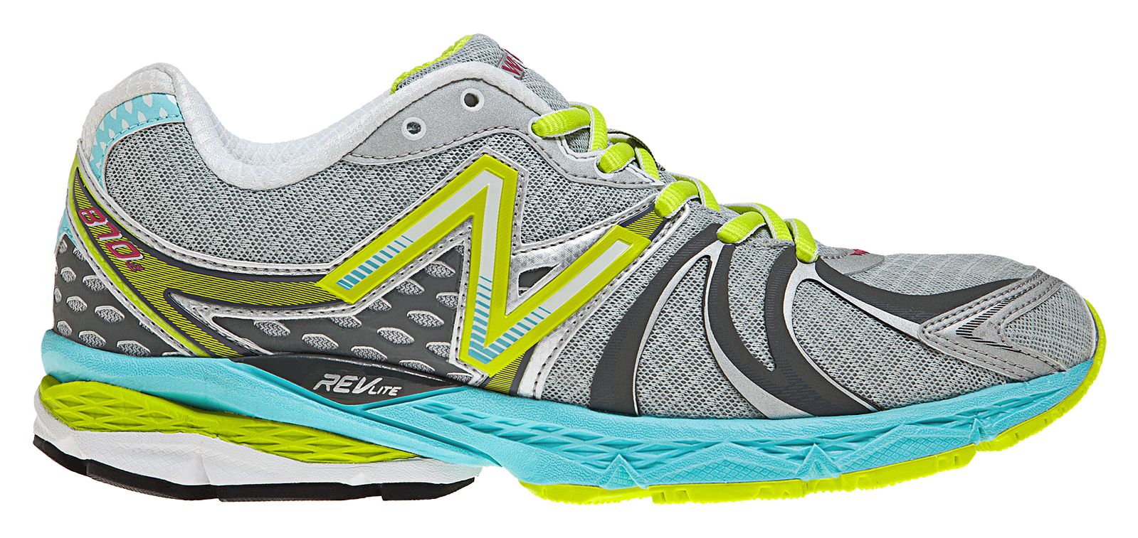 New Balance 870v2, Silver with Blue Atoll & Neon Green