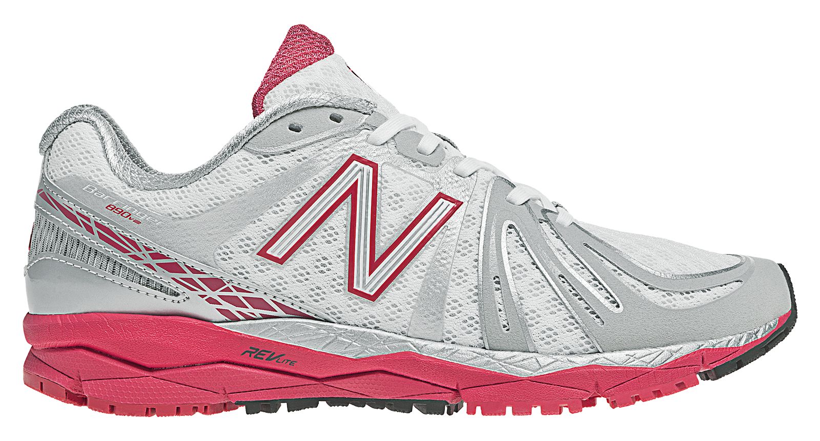 New Balance 890v2, White with Silver & Berry
