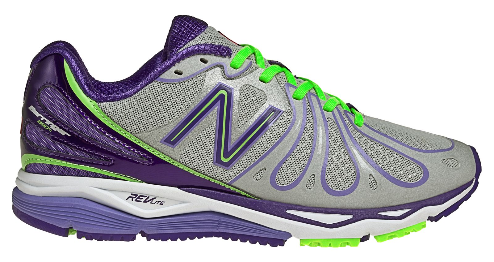 New Balance 890v3, Silver with Purple & Fluorescent Green