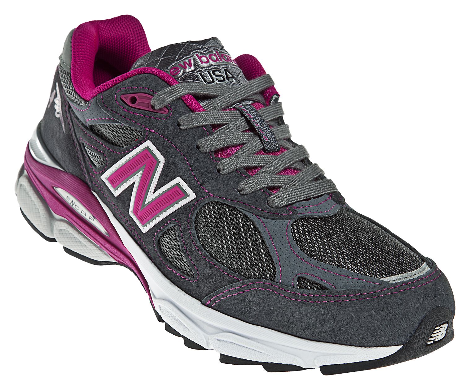 New Balance 990v3, Grey with Pink &amp; White