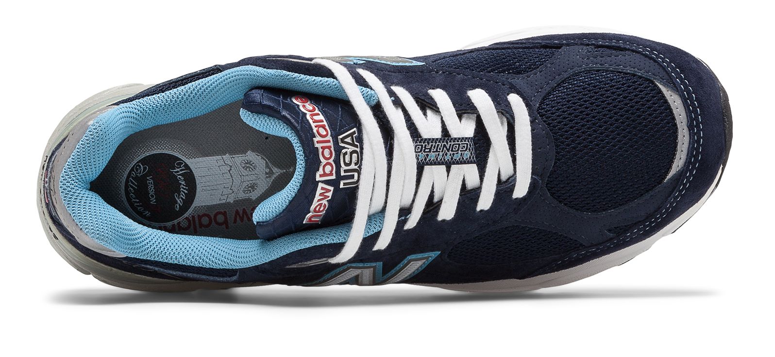 New Balance 990v3, Navy with White &amp; Light Blue