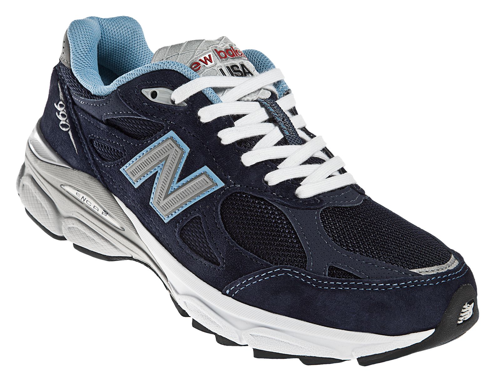 New Balance 990v3, Navy with White &amp; Light Blue