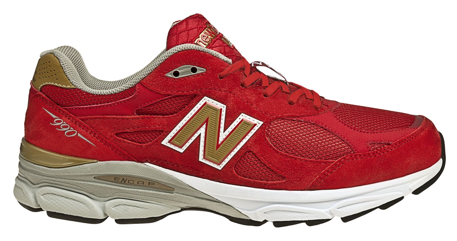 Womens Limited Edition NYC 990, Red with Gold