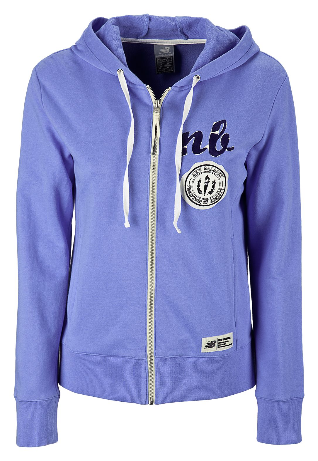 Badged Zip Up Hoodie, Med Blue