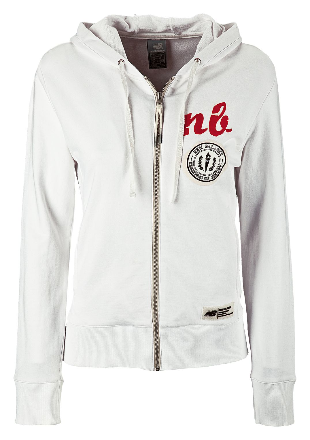 Badged Zip Up Hoodie, White