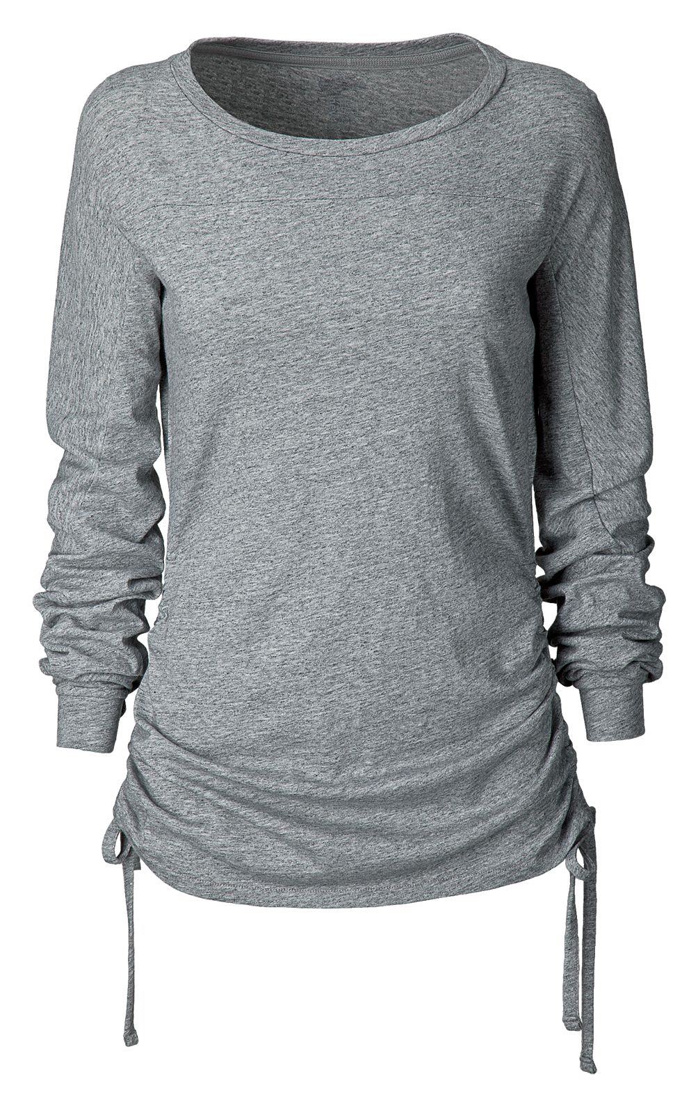Long Sleeve Drawcord Top, Heather Grey