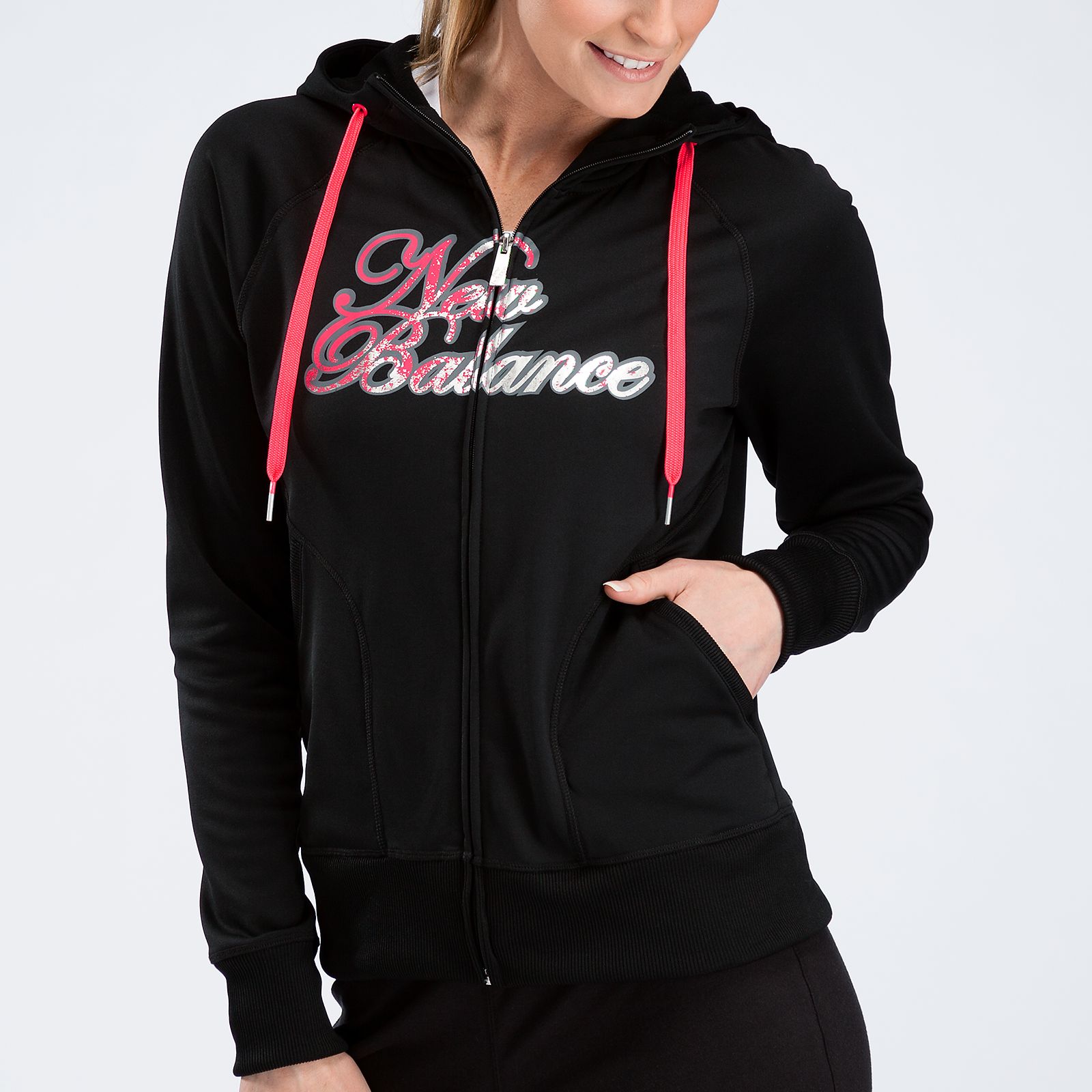 Tech Script Zip Thru Hoodie, Black