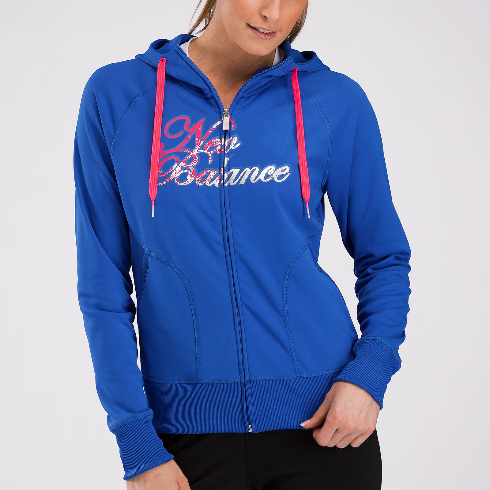Tech Script Zip Thru Hoodie, Dazzling Blue