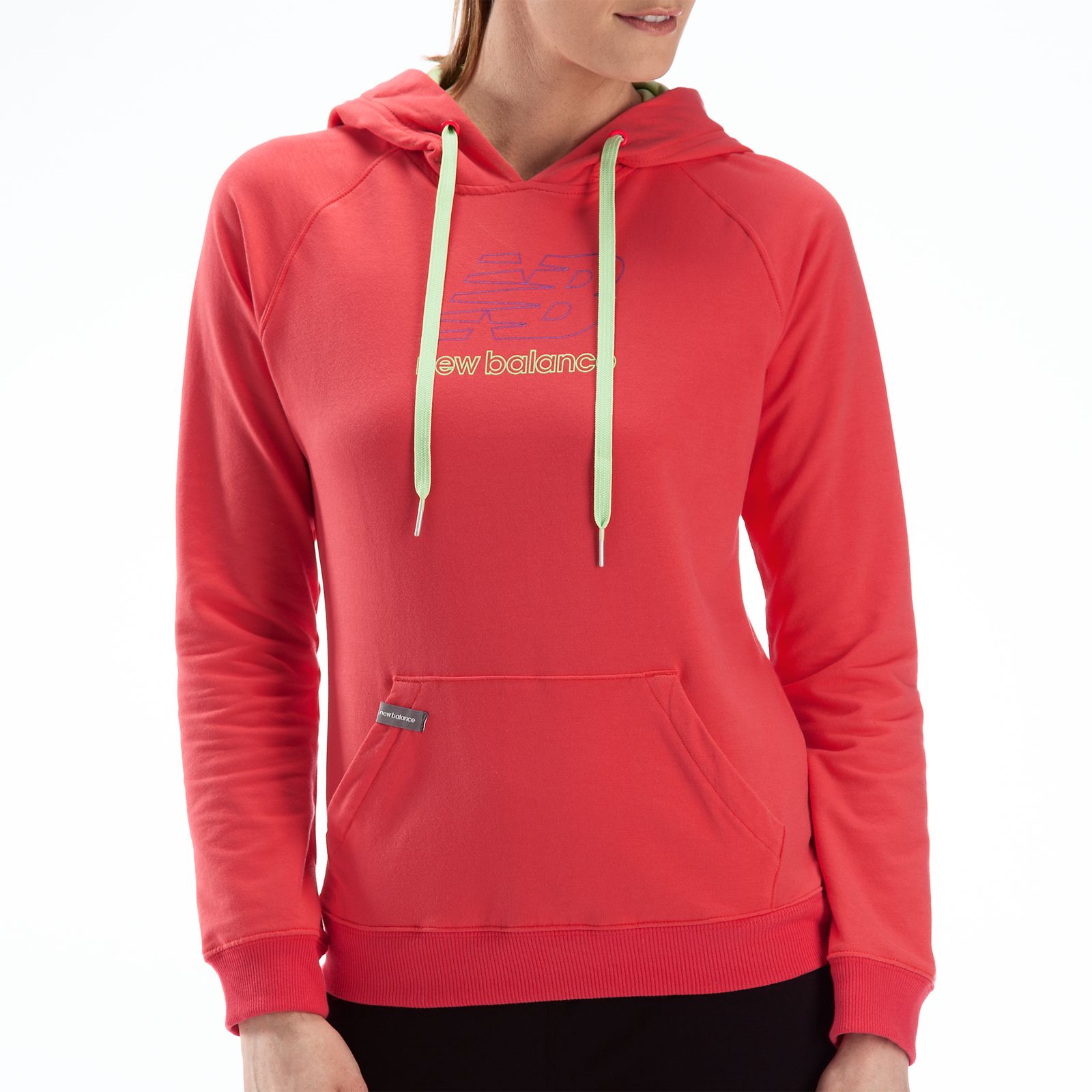 Essentials French Terry Hoodie, Diva Pink with Paradise Green