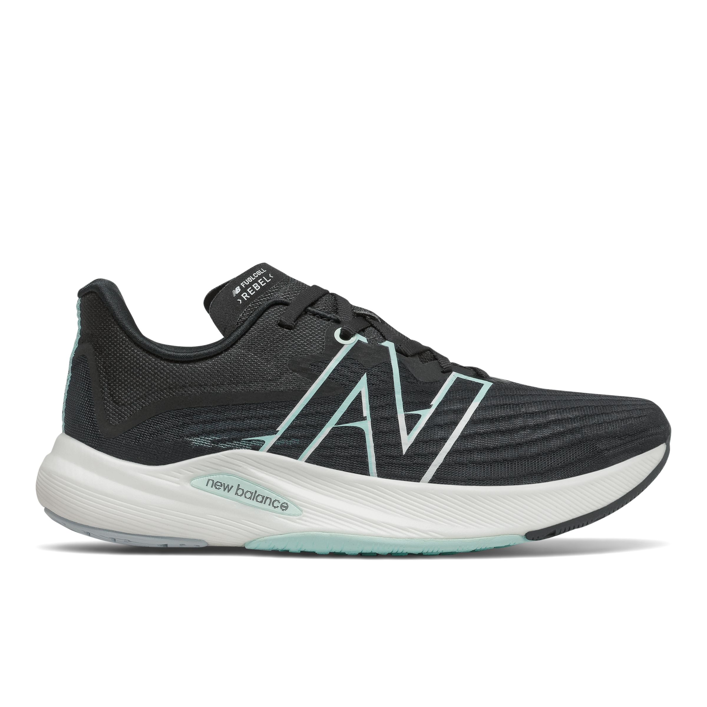 Mujeres New Balance FuelCell Rebel v2 - Black/White Mint, Black/White Mint - WFCXLR2