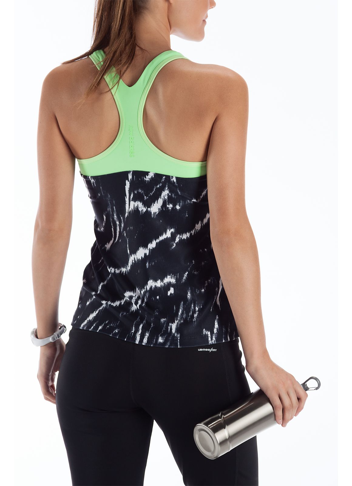 Get Back Racerback, Black Marble with Paradise Green