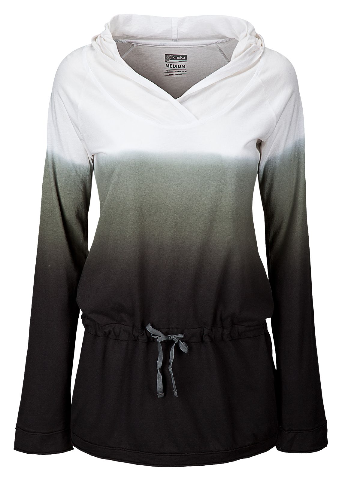 Dip Dye Tunic Pullover, White with Black