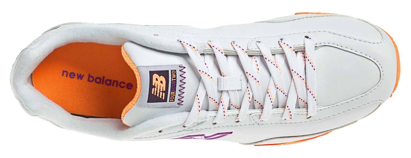 New Balance 442, White with Orange &amp; Purple