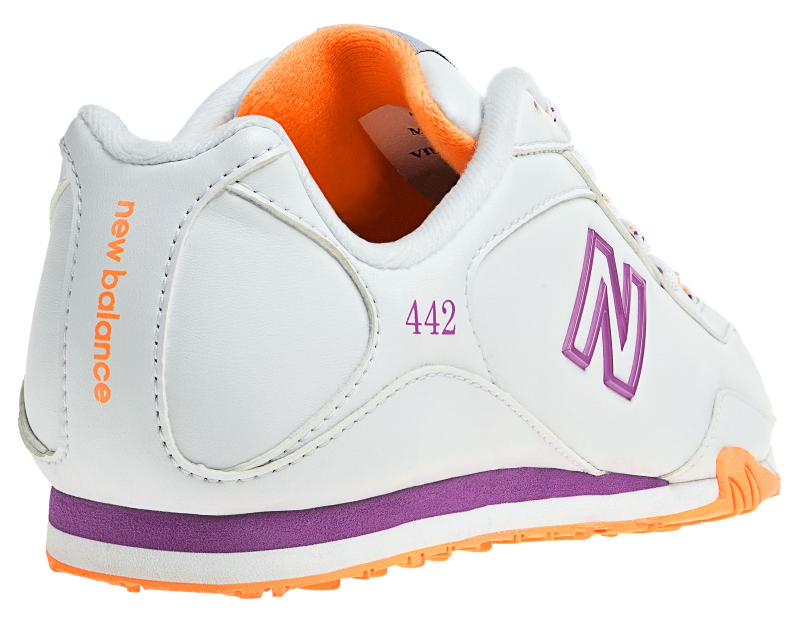 New Balance 442, White with Orange &amp; Purple