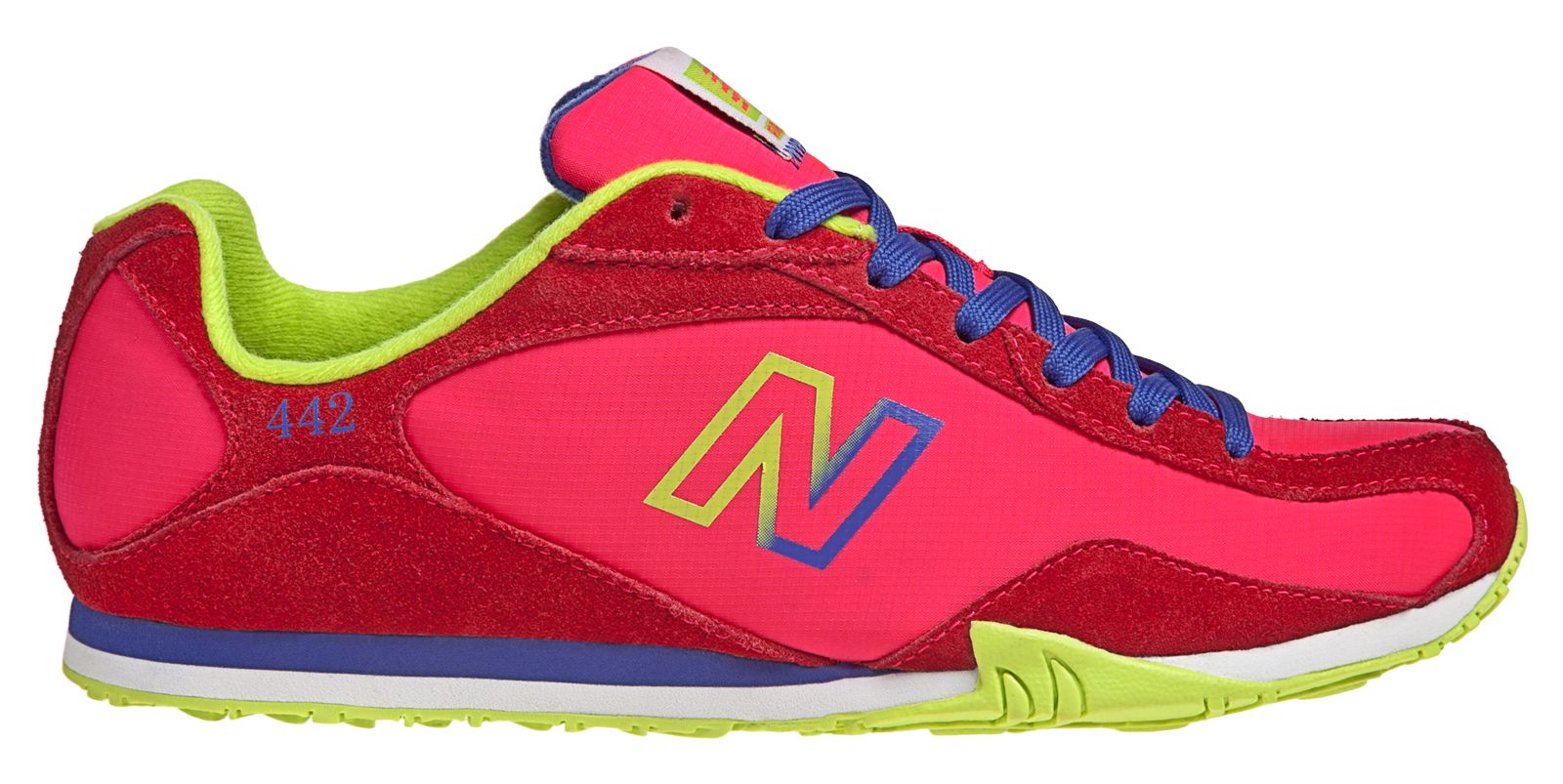 New Balance 442, Diva Pink with Neon Blue & Lime