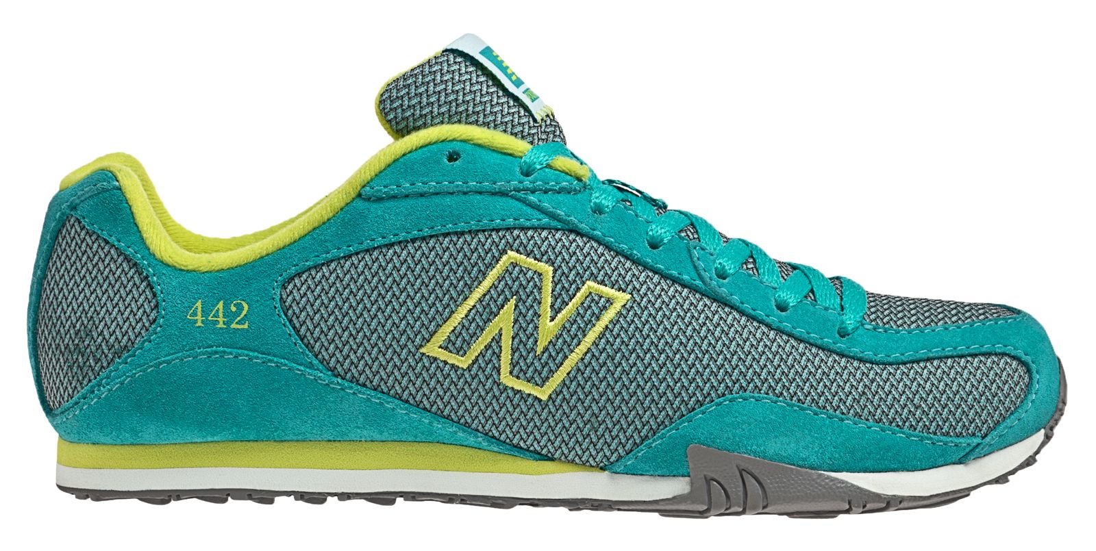 New Balance 442, Teal with Neon Yellow & Grey