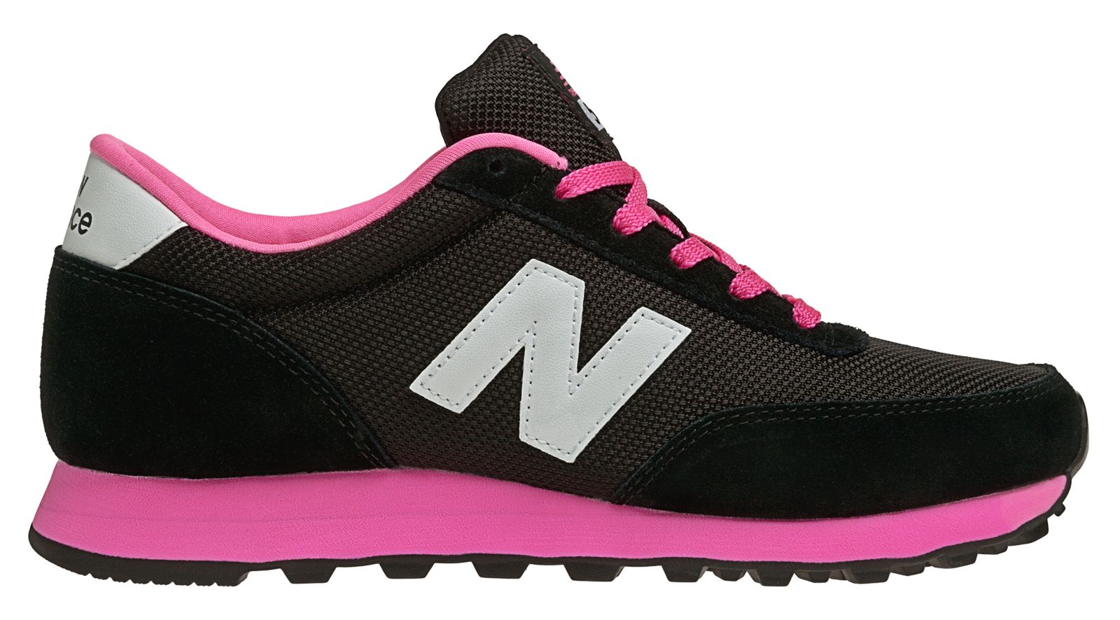 New Balance 501, Black with Hot Pink