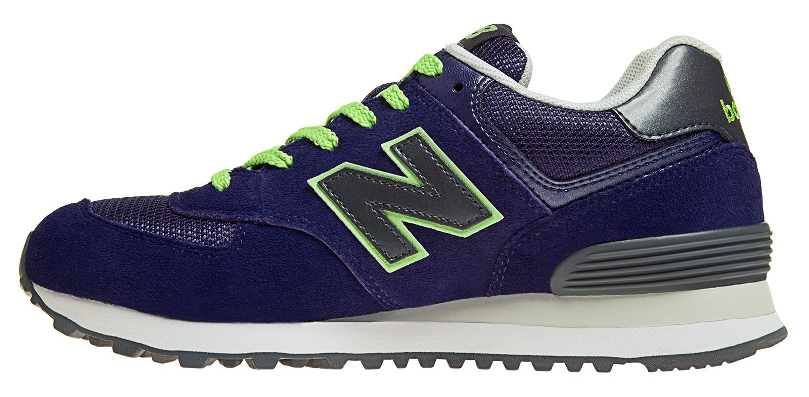 New Balance 574, Navy with Titanium &amp; Lime Green