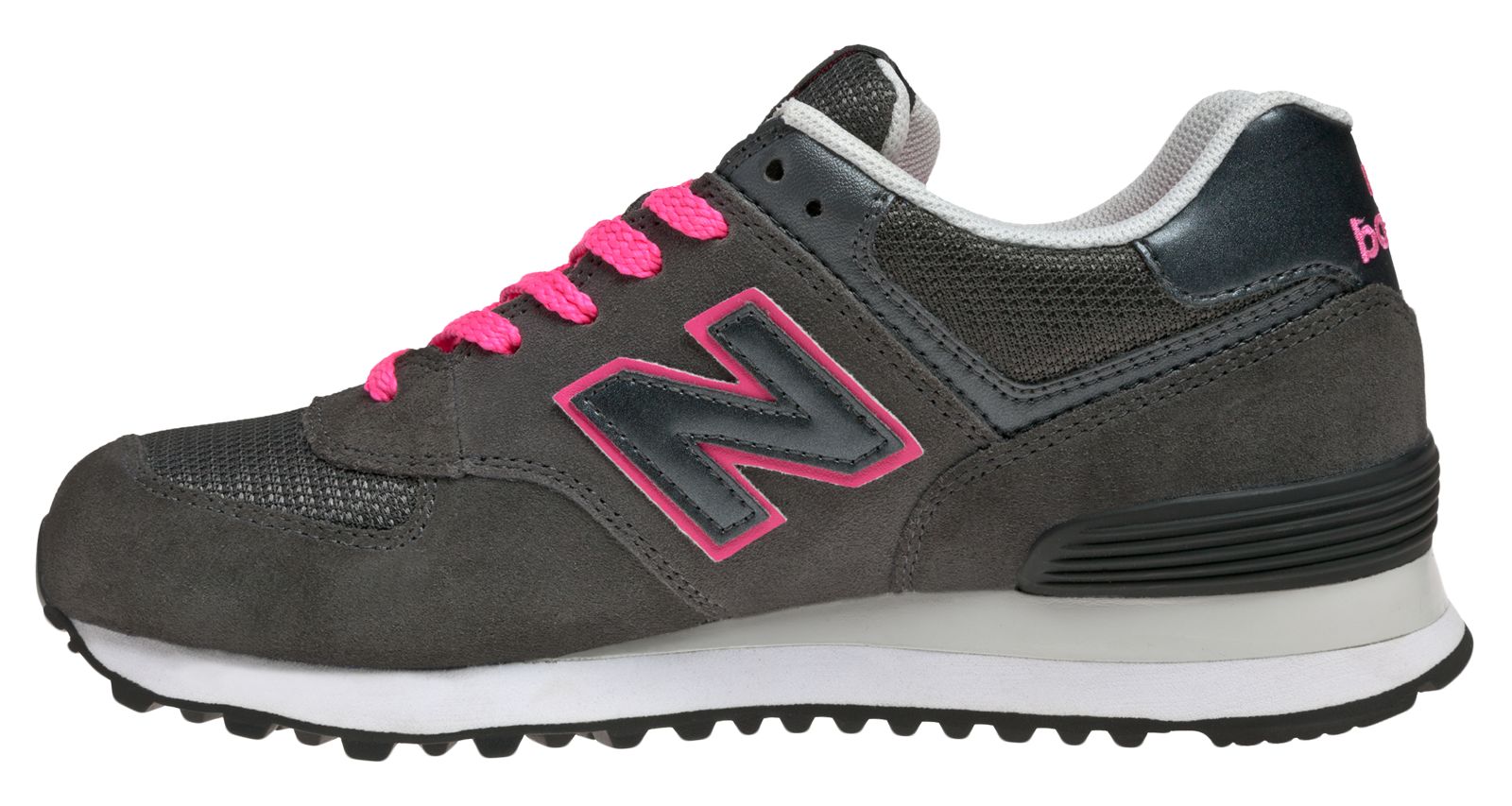 New Balance 574, Dark Grey with Diva Pink