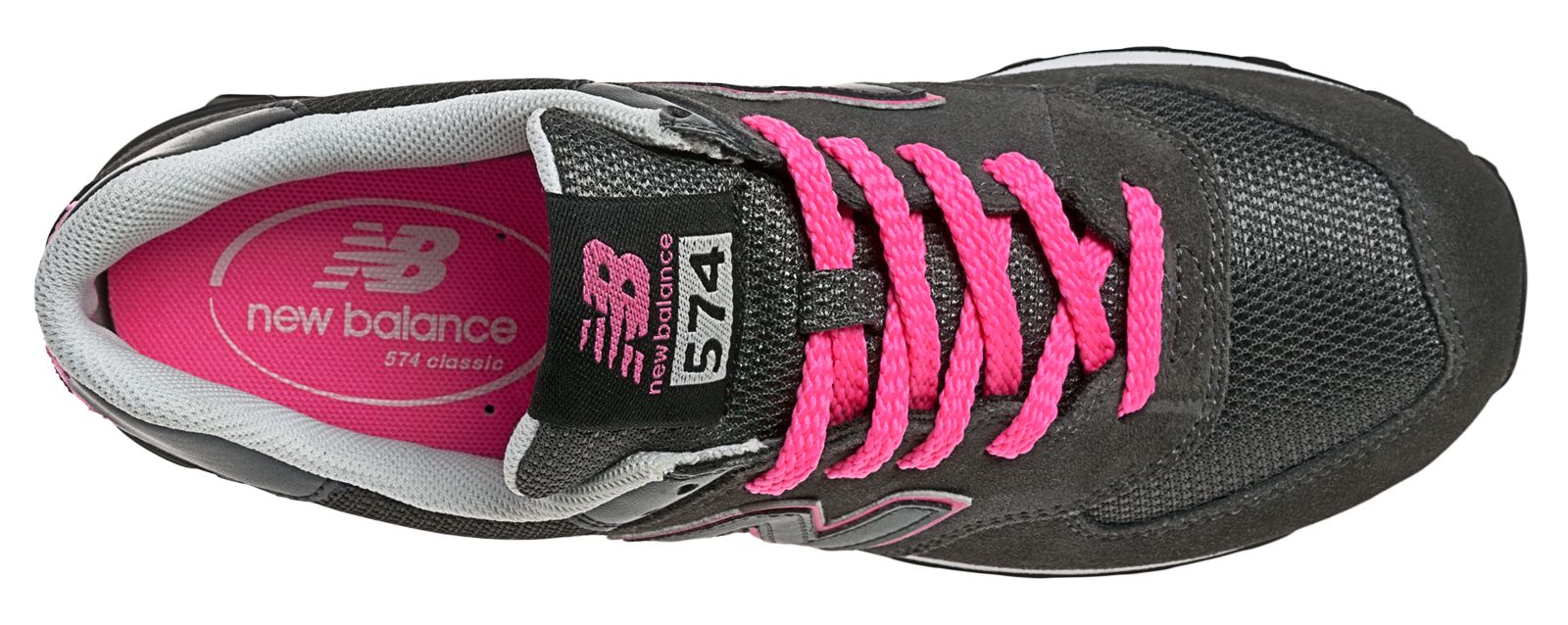 New Balance 574, Dark Grey with Diva Pink