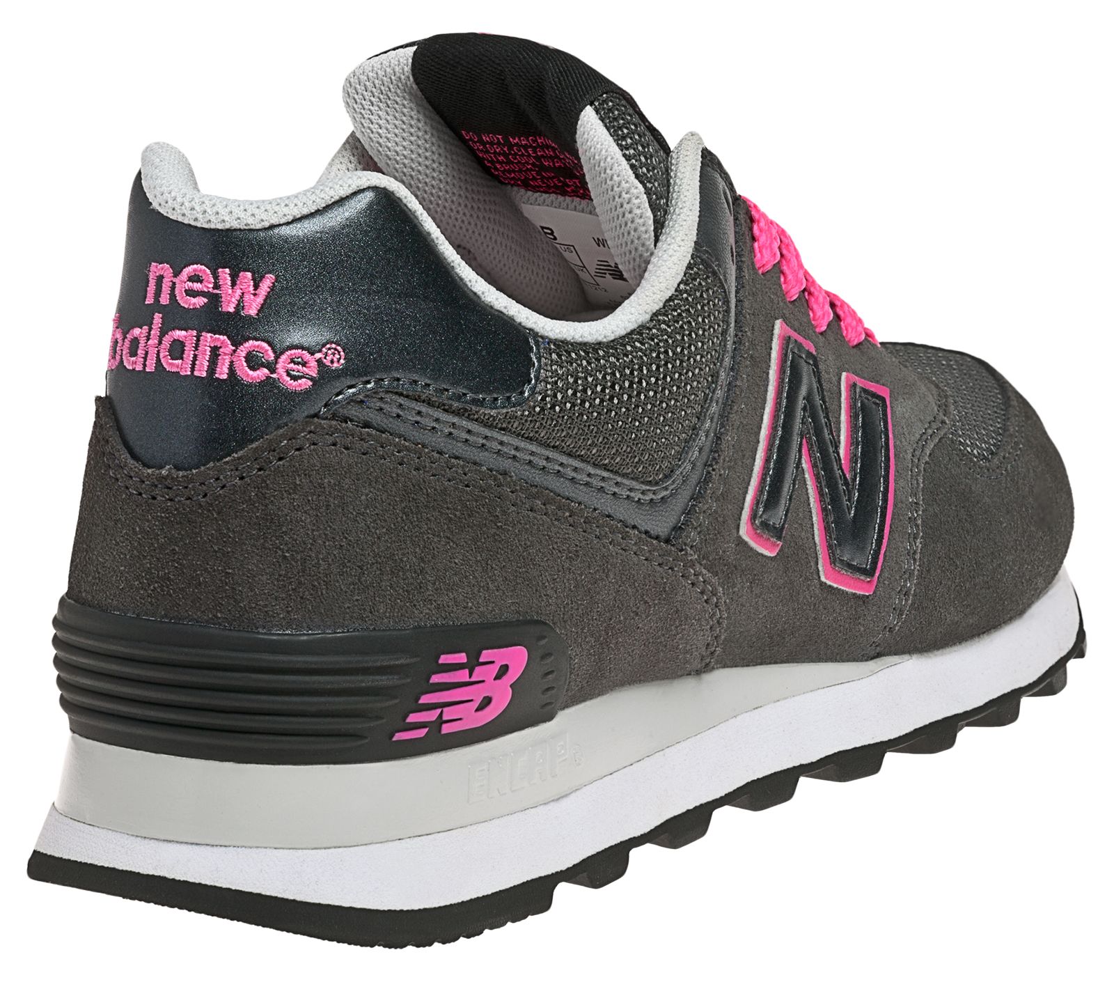 New Balance 574, Dark Grey with Diva Pink