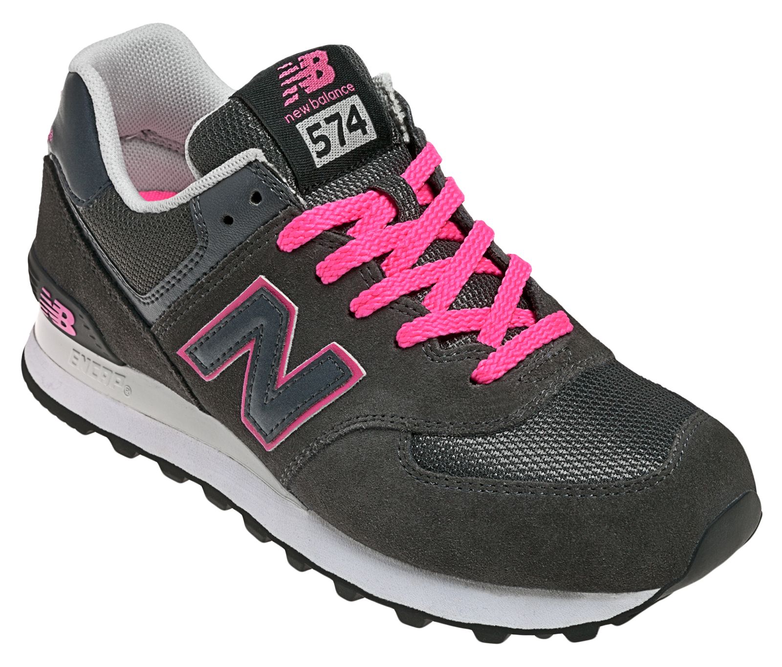 New Balance 574, Dark Grey with Diva Pink
