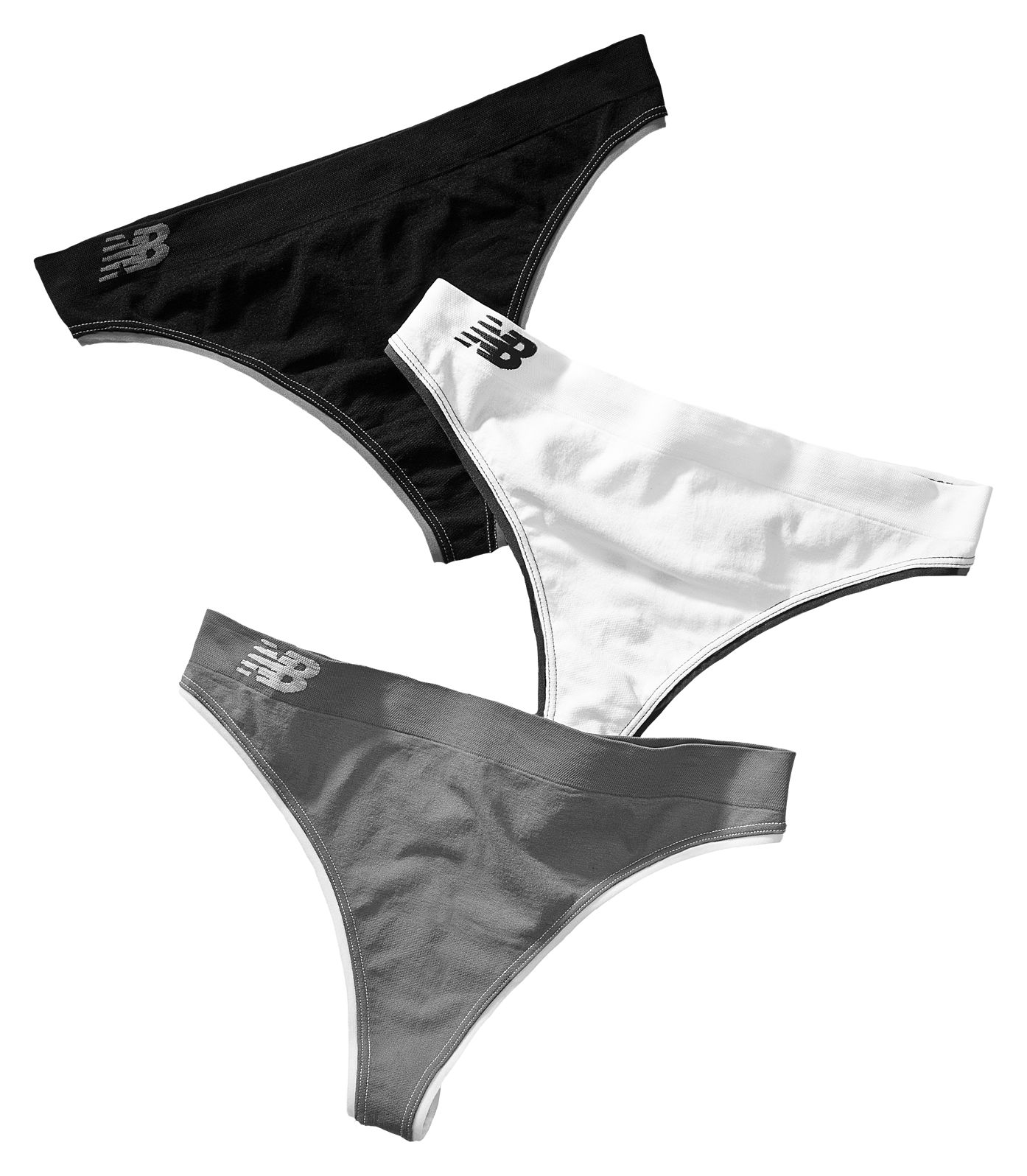 Seamless Thong (3 pack), Raven with Black & White