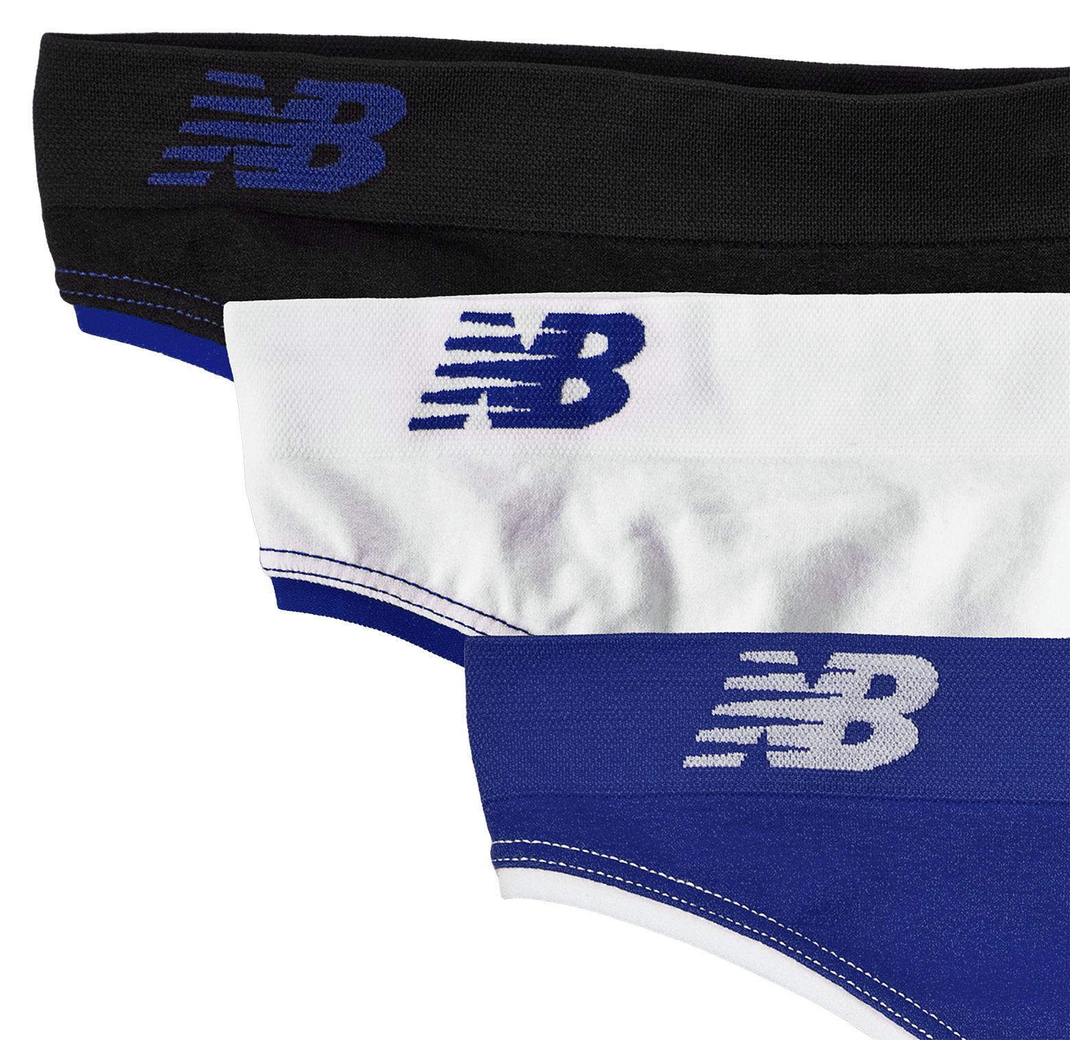 Seamless Thong (3 pack), Blue with Black & White