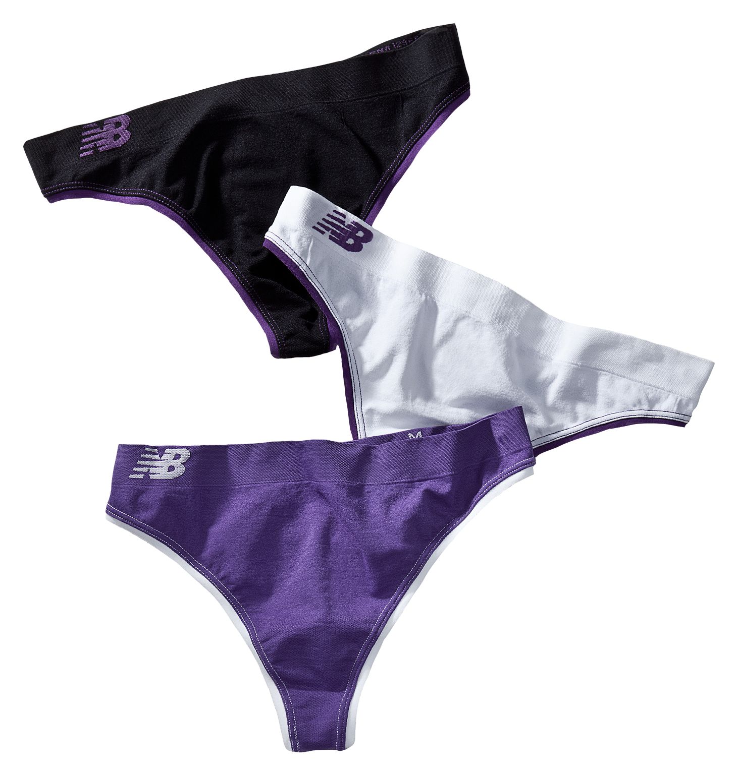 Seamless Thong (3 pack), Purple with Black & White