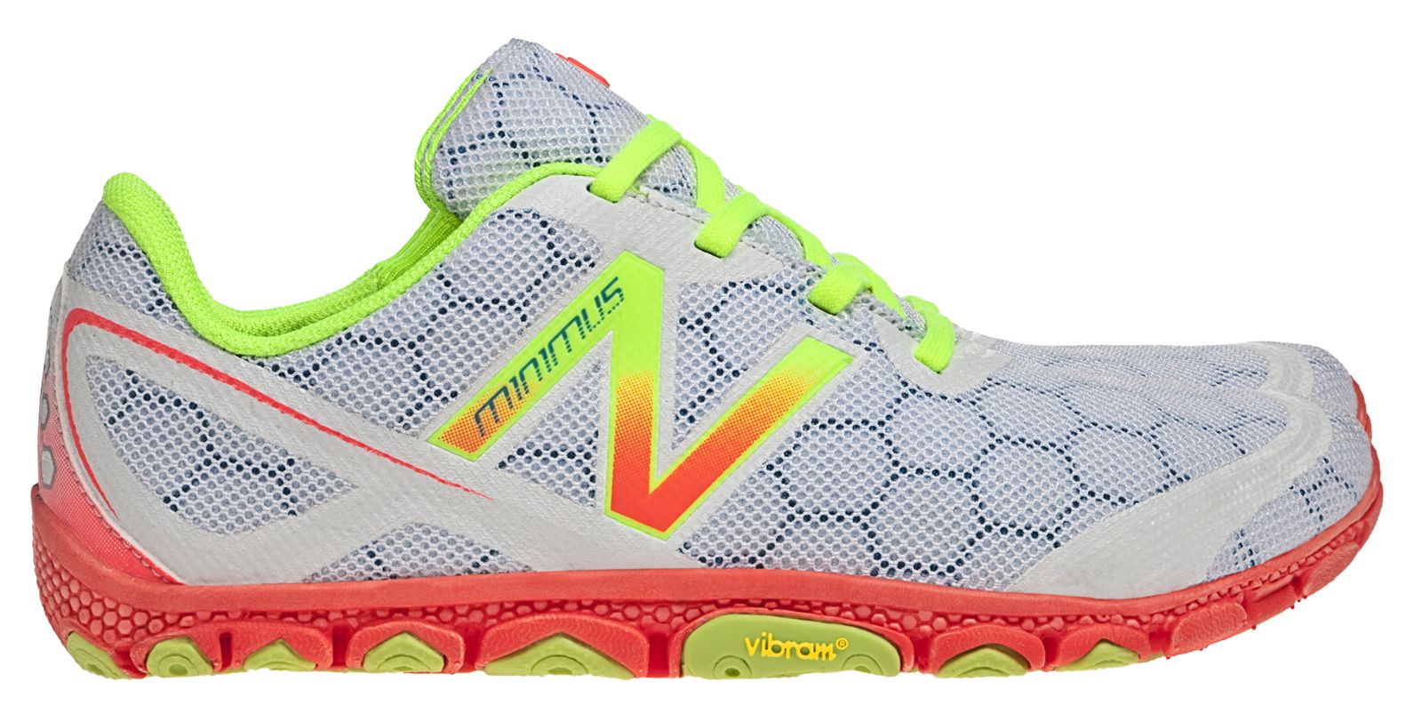 Minimus 10V2, White with Coral & Neon Yellow
