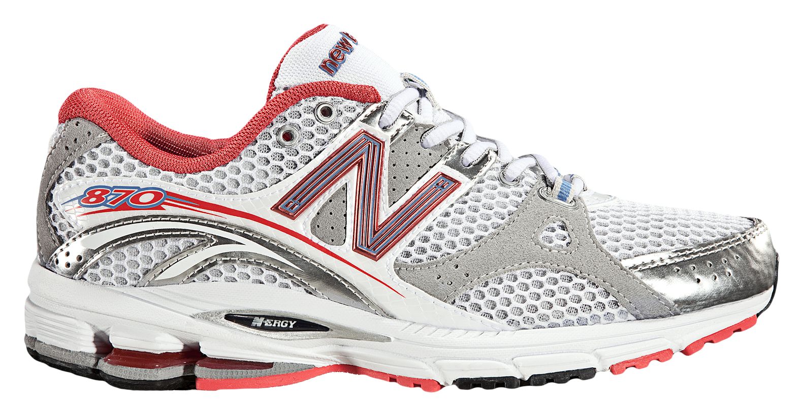 New Balance 870, Silver with Orange & Blue