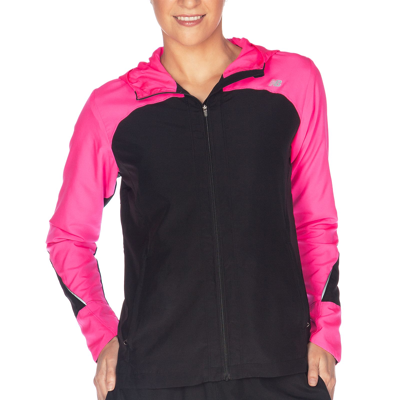 Sequence Hooded Jacket, Pink Shock with Black