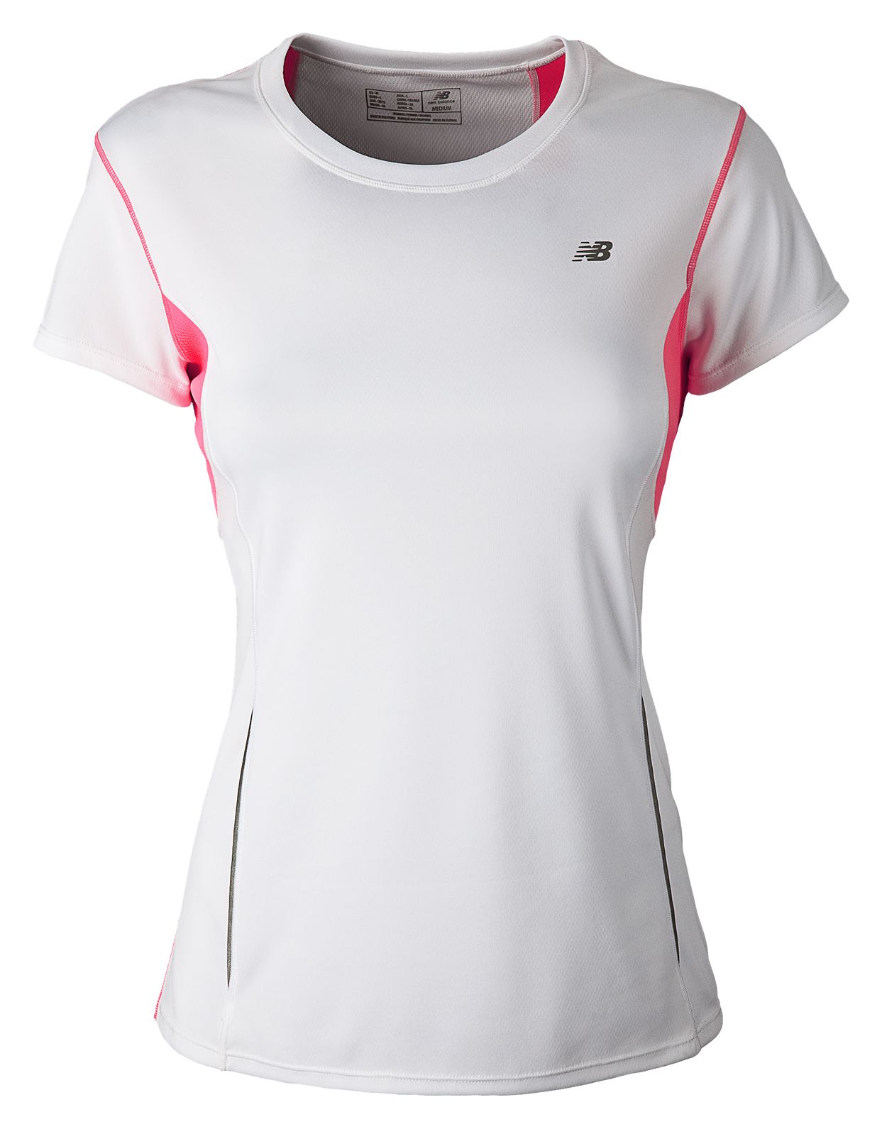 Tempo Tee, White with Pink Shock