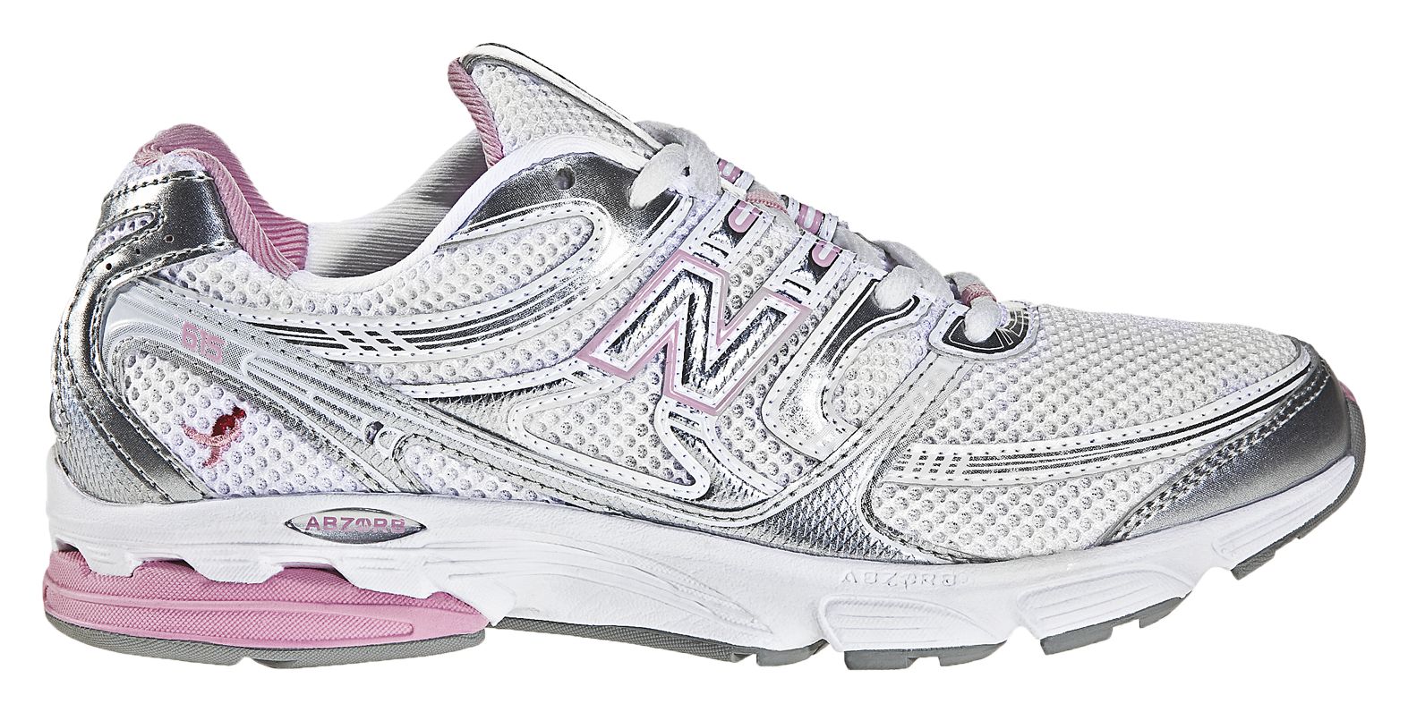 New Balance 615, White with Pink & Silver