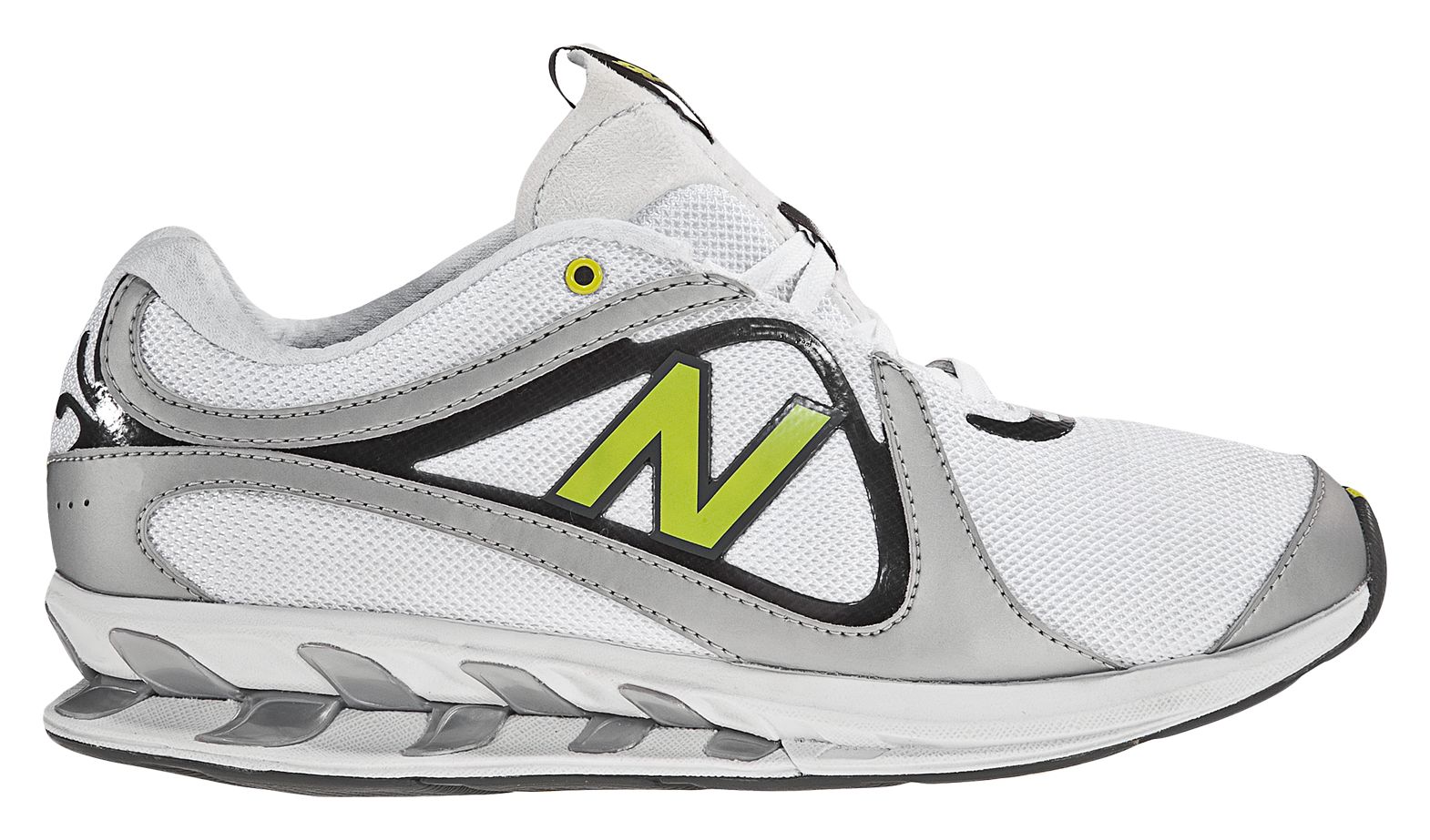New Balance 855, White with Silver & Lime Green