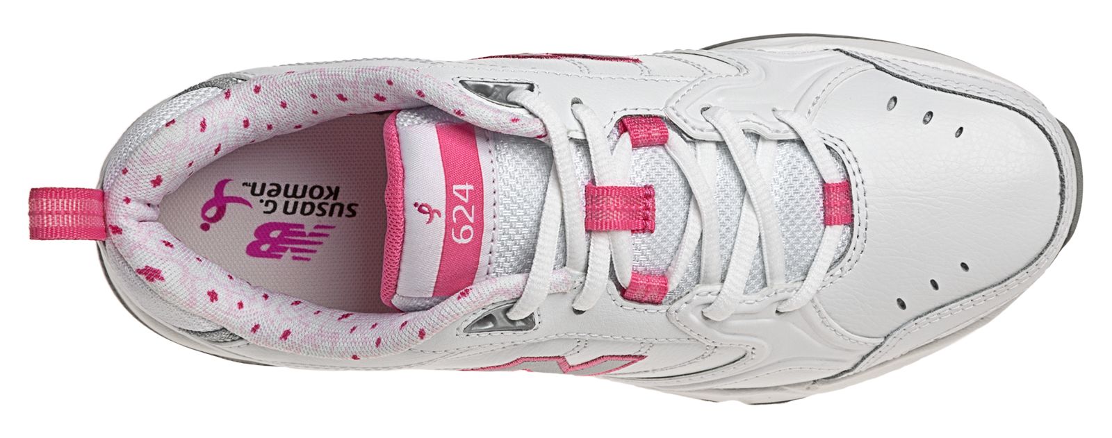 New Balance 624, White with Pink