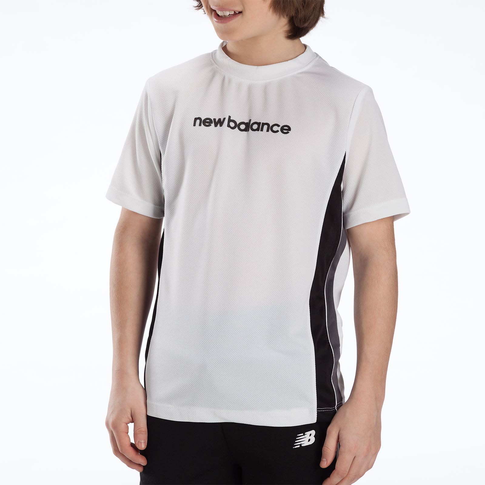 Youth Athletic Short Sleeve Top, White with Black