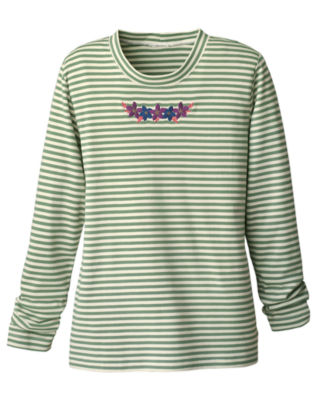 Long Sleeve Embroidered Stripe Tee