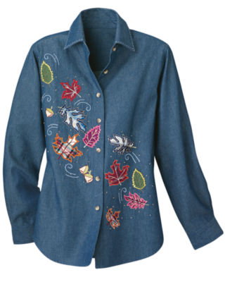 Embroidered Denim Big Shirt