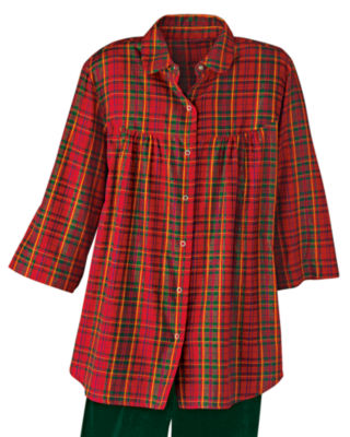 Snapfront Plaid Blouse